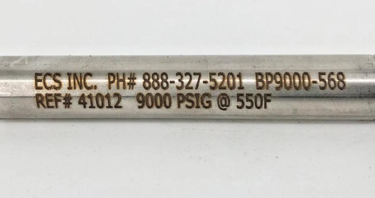 New ECS BP9000-568 Rupture Disk 9000psi 1/2"-20 UNF 6" Body 41012 - No Box