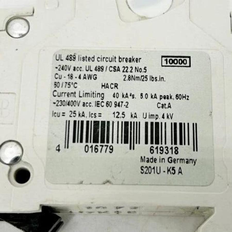 Lot of 2 New ABB S201UK5A Circuit Breakers 1-Pole 5A 240V