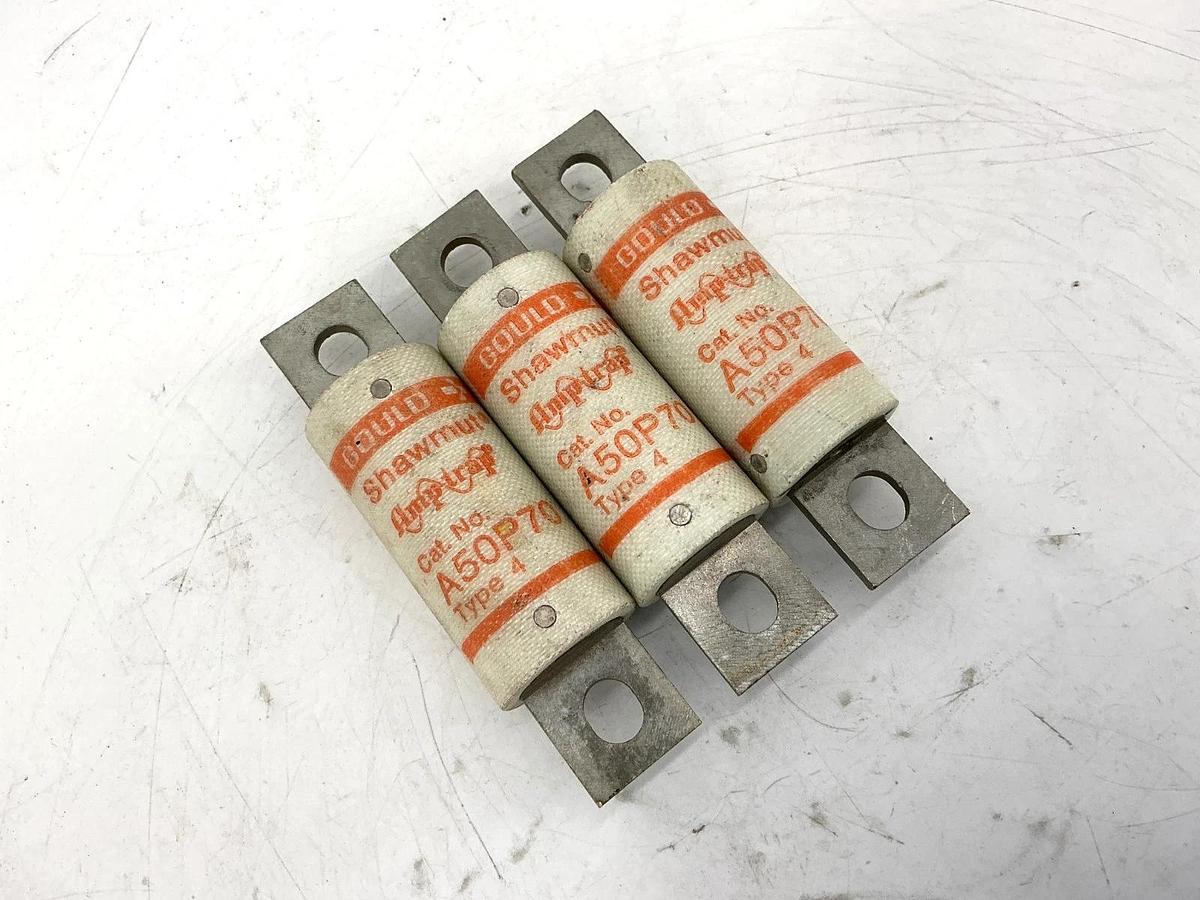 Lot of 3 New Gould Shawmut A50P70 Amp-Trap Fuse 70A 500V Type 4
