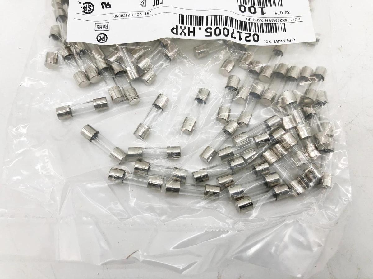 Box of 100 New Littelfuse 0217005.HXP Fast-Acting Cartridge Fuses 5A 5x20mm