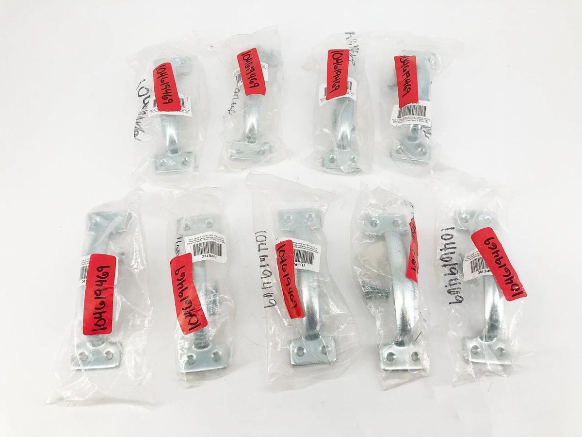 Lot of 9 New 4PE19C Door Handles 6-1/2" x 1-3/4" Zinc Plated 4-1/2" Grip Length