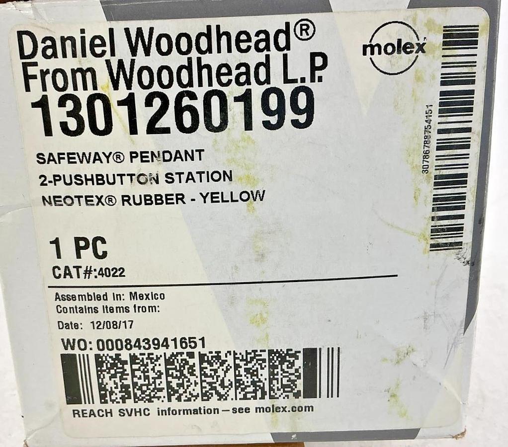 New Daniel Woodhead 4022 1301260199 Safeway Pendant 2-Pushbutton Station Neotex