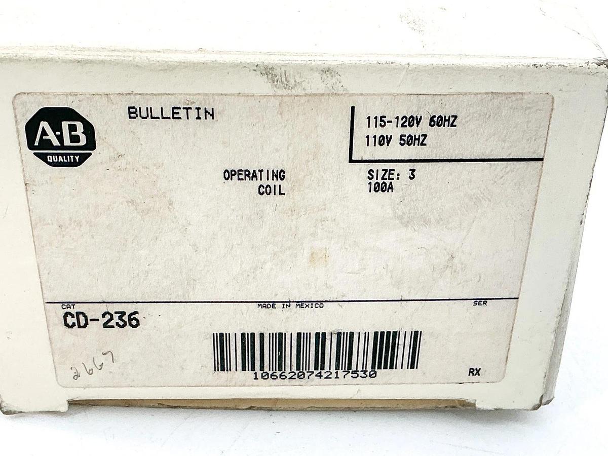 New Allen Bradley CD236 Operating Coil 115-120V Size 3 100A