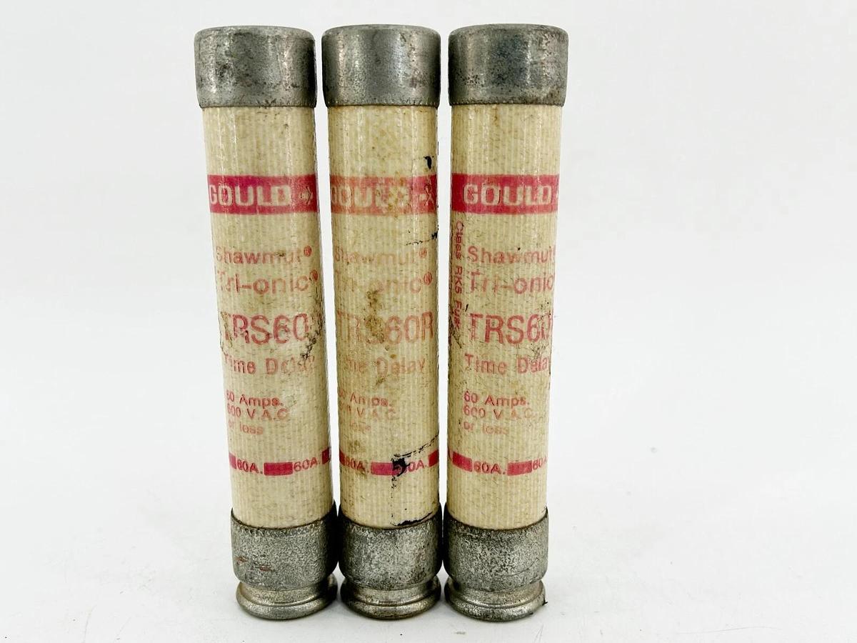 Used Lot of 3 Gould Shawmut TRS60R Time Delay Dual Element Fuse 60A 600V Class RK5