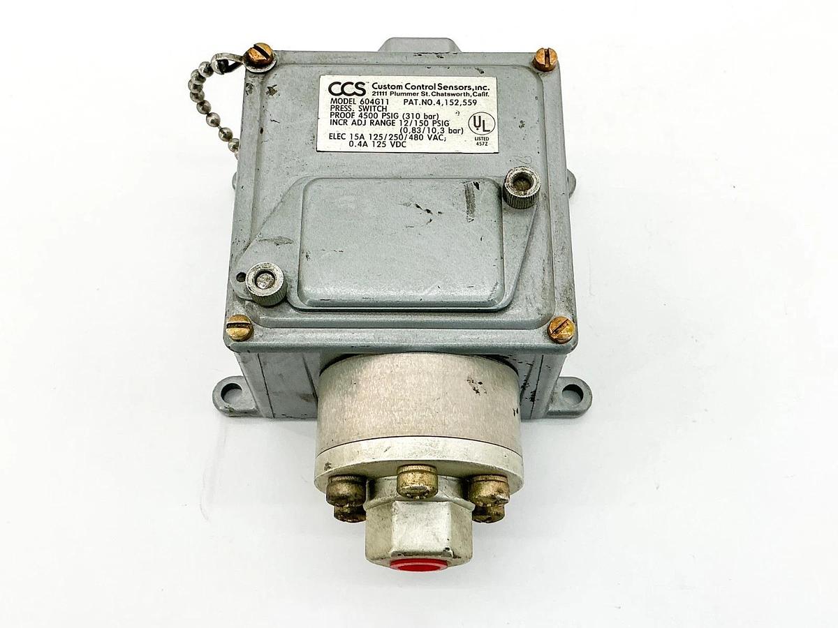 New Custom Control Sensors Inc 604G11 Pressure Switch 4500PSIG 480VAC - No Box