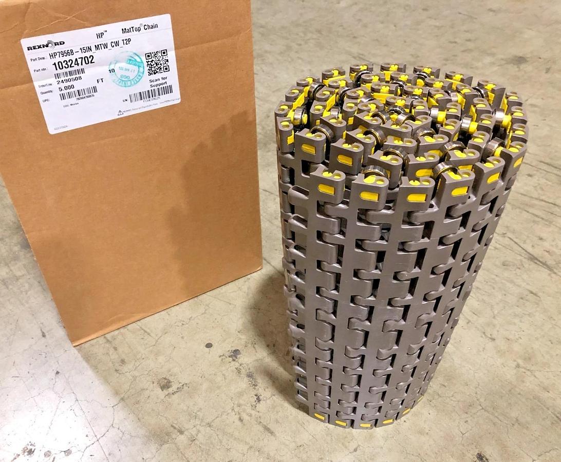 New Rexnord 10324702 Conveyor Chain HP7956B-15IN-MTW-CW-T2P 15" W x 5FT L