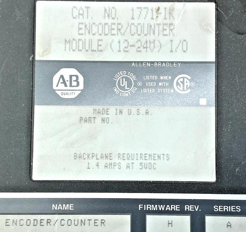Used Allen Bradley 1771-IK Ser A Encoder / Counter Module I/O 1.4A 12-24V
