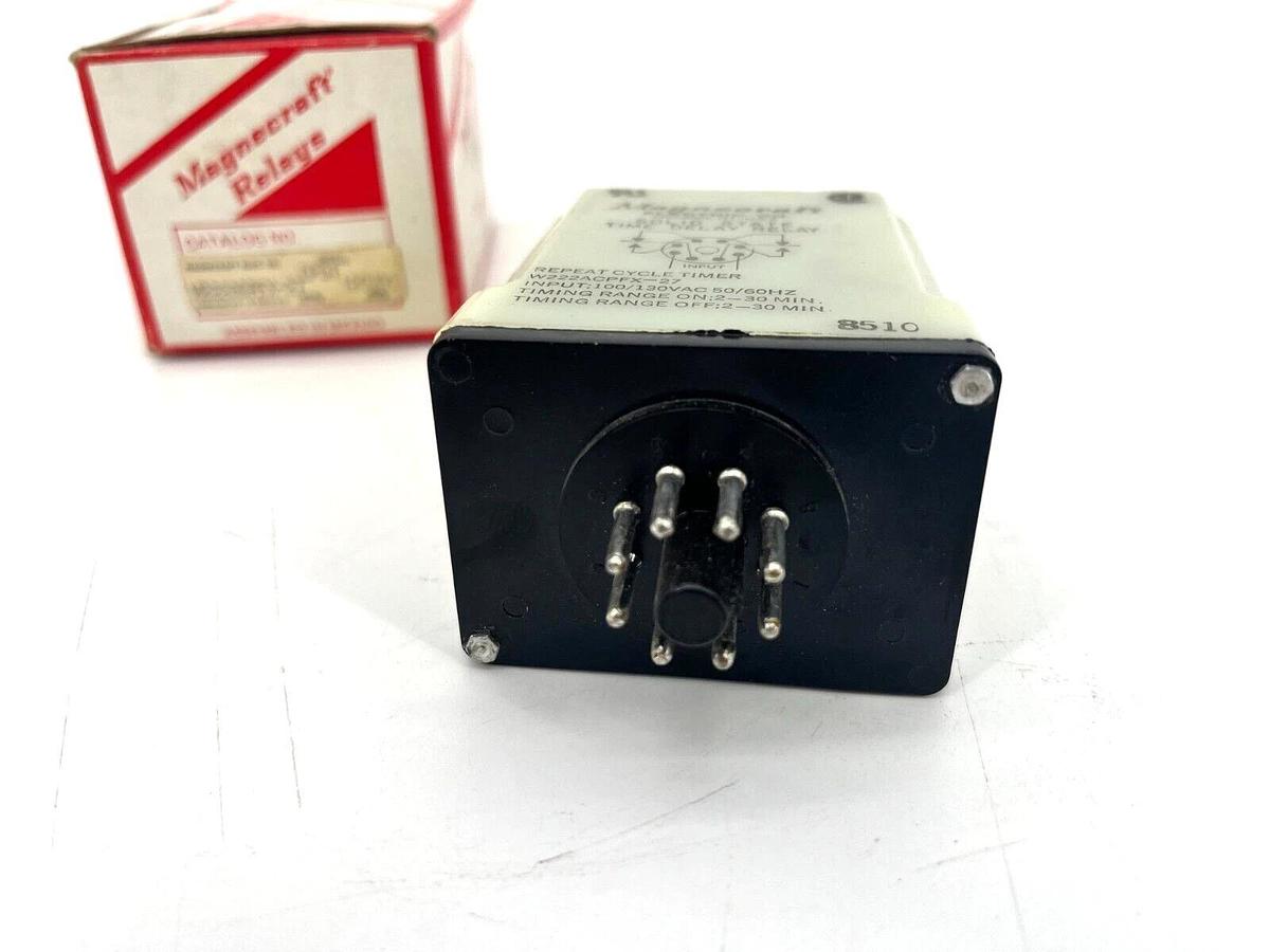 Used Magnecraft W222ACPFX-27 Time Delay Relay 2-30min Range 120VAC DPDT