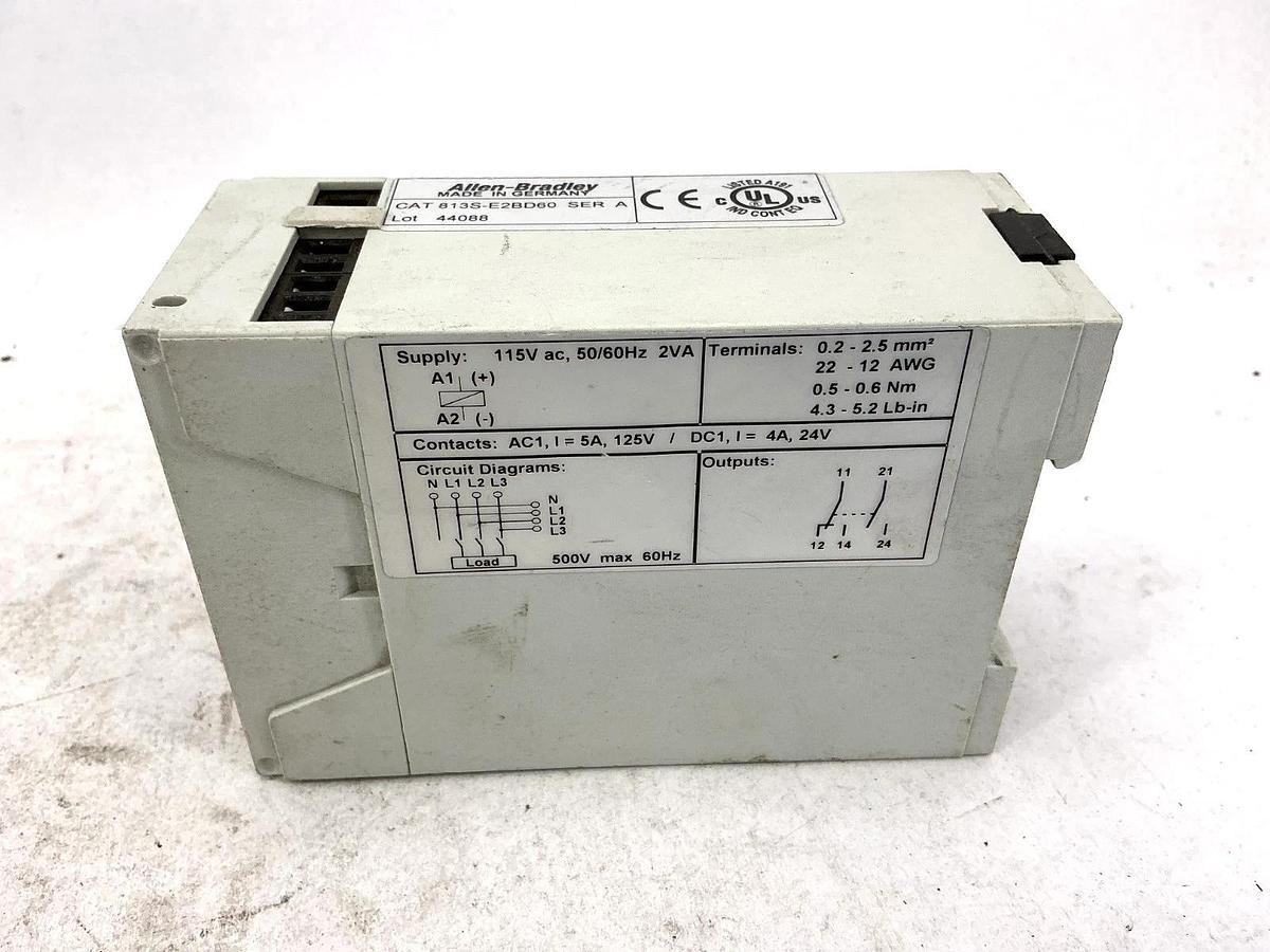 Used Allen Bradley 813S-E2BD60 Ser A Phase Monitor 115V 50/60HZ 500V Max