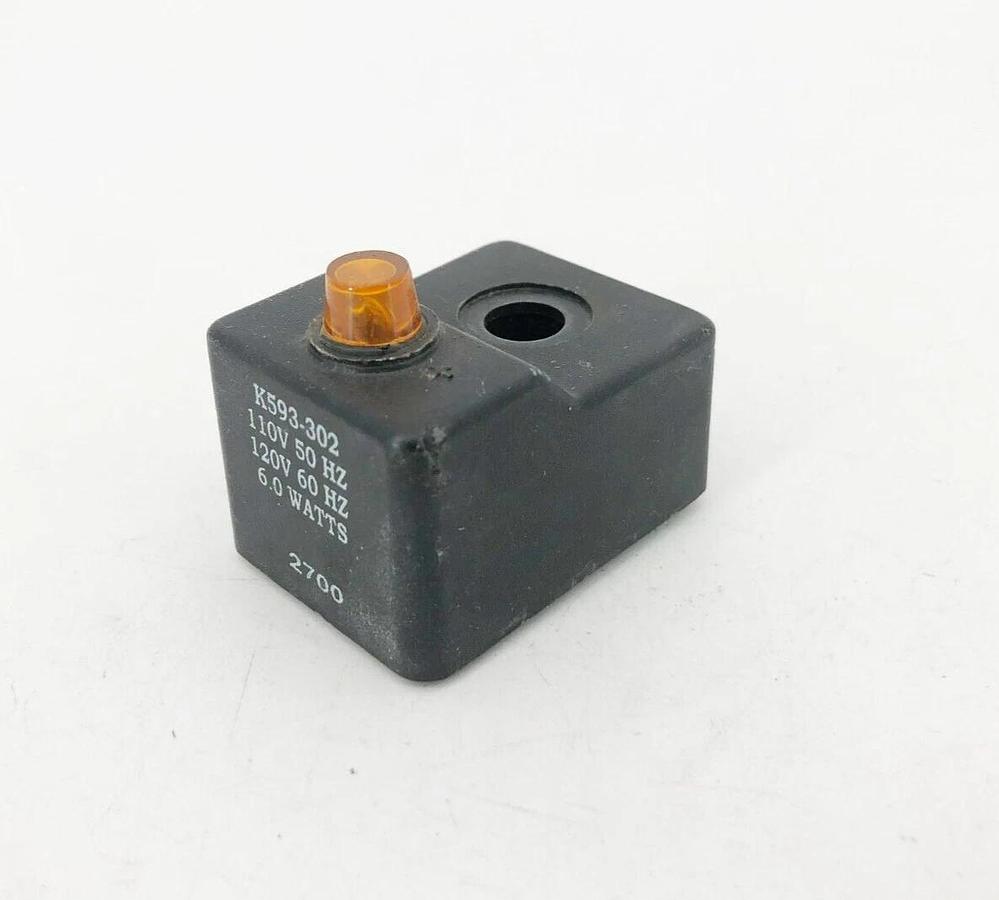 New Parker K593-302 Coil With Light 110V/50 120V/60 6 Watts
