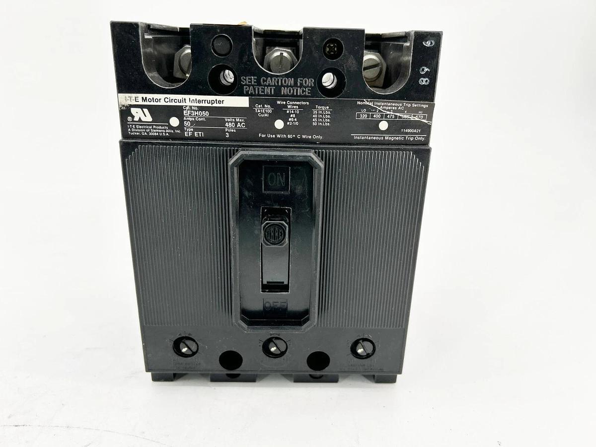 New ITE EF3H050 Motor Circuit Breaker 50A 3P 600V - No Box