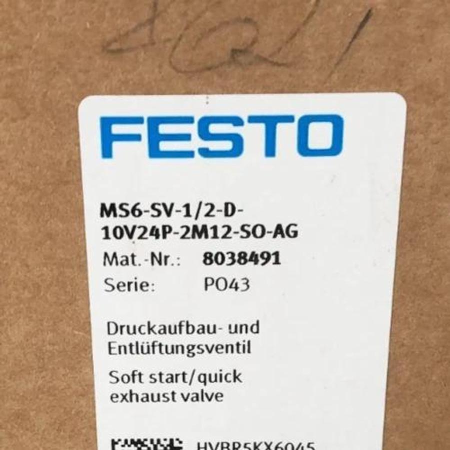 New Festo MS6-SV-1/2-D-10V24P-2M12-SO-AG Soft Start Quick Exhaust Valve 8038491