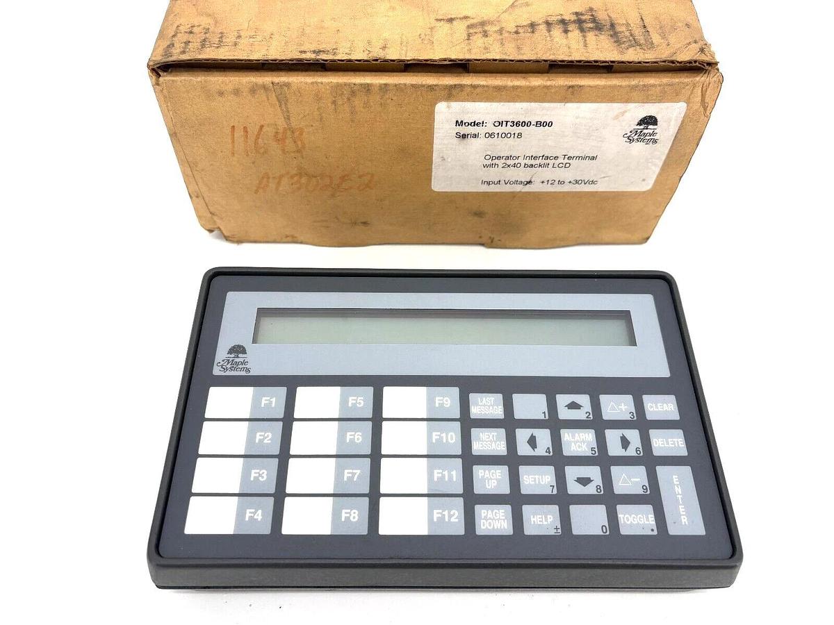 Maple Systems OIT3600-B00 Operator Interface Terminal 2x40 backlit LCD 12-30VDC