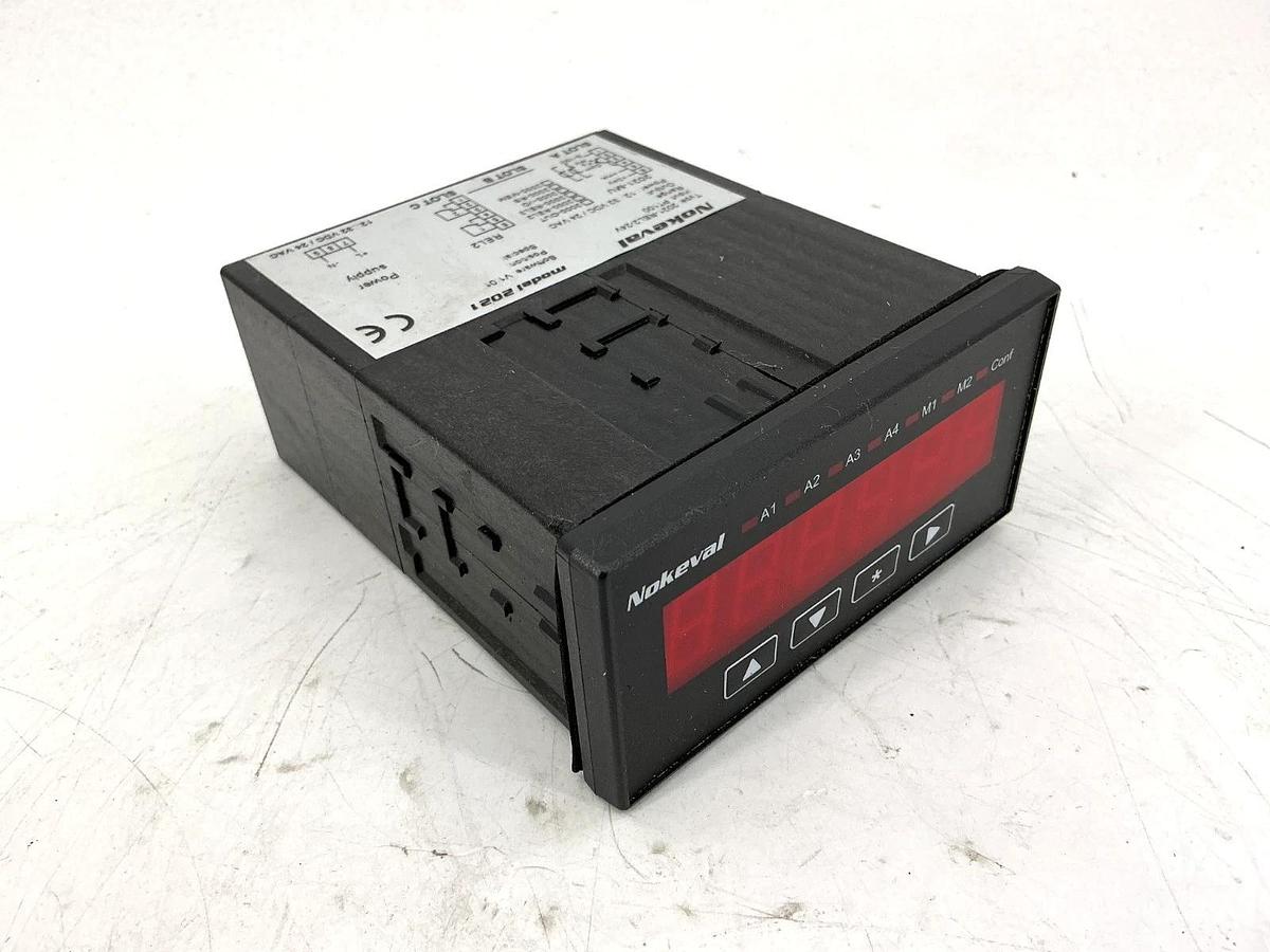 Used Nokeval 2021-REL2-24V Panelmeter Temp Sensor Model 2021 12/32VDC 24VAC