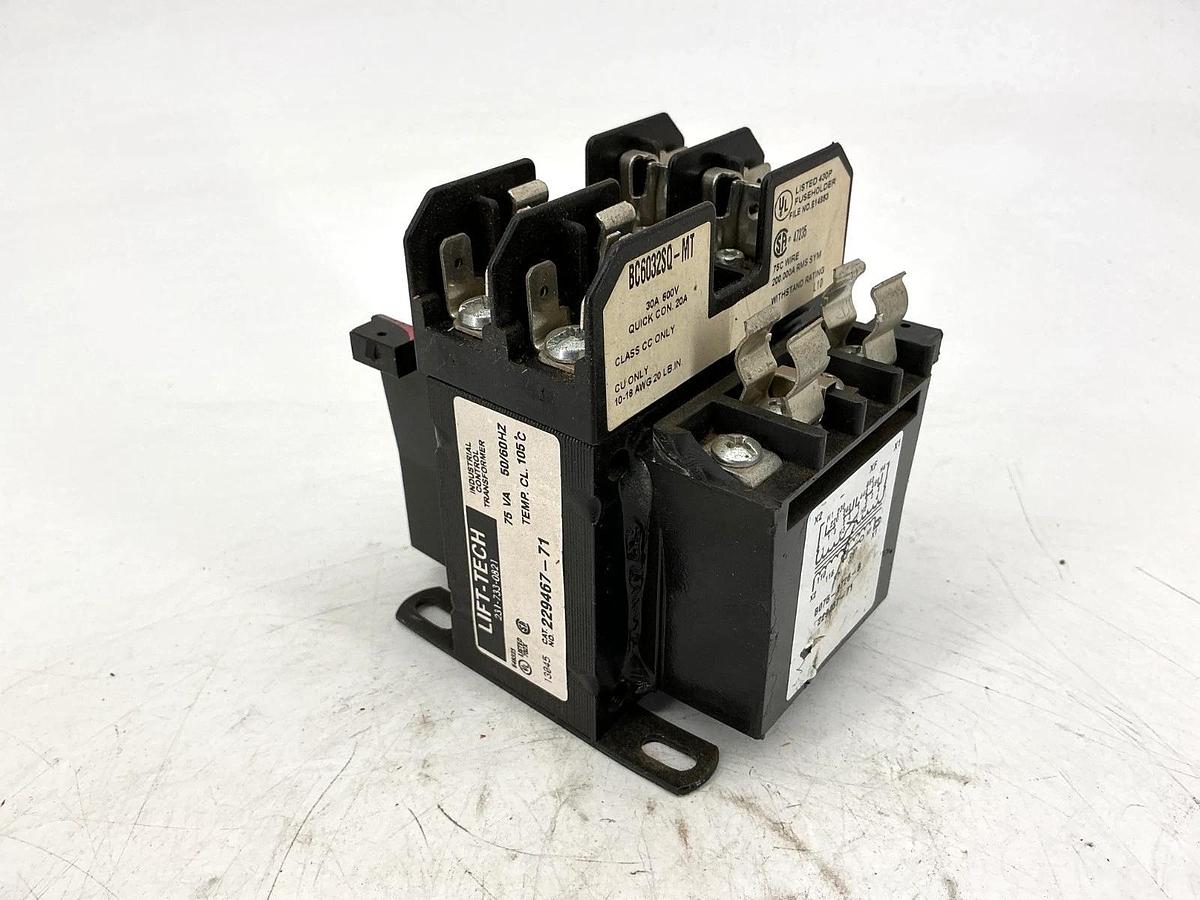 Used Lift-Tech 229467-71 Industrial Control Transformer 75VA Power 600V 50/60HZ