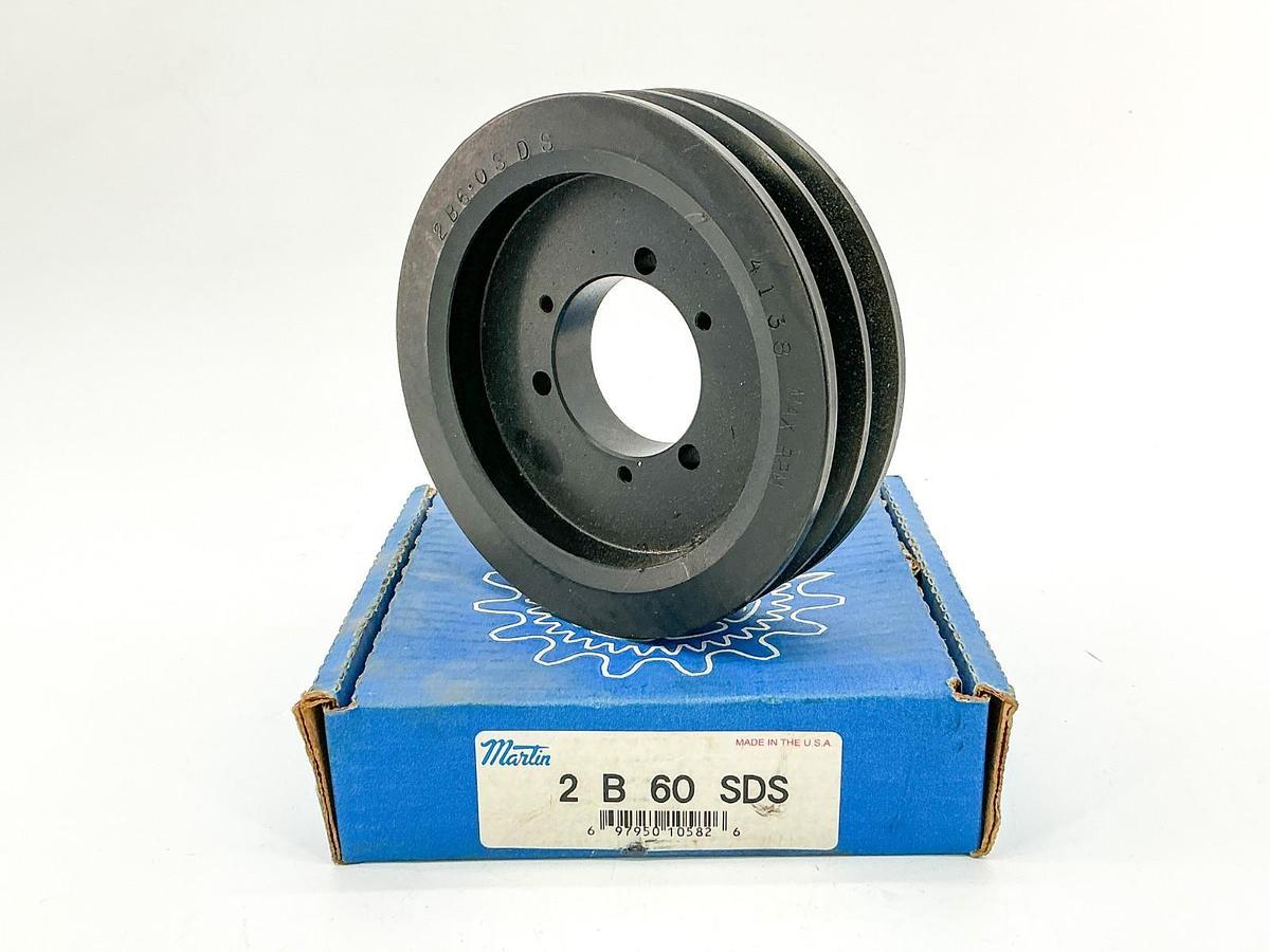 New Martin 2-B-60-SDS Bushing Bore V-Belt Pulley 2 Groove 6" OD