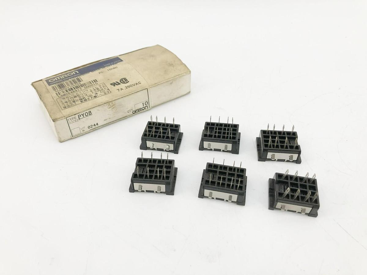Lot of 6 New Omron PY08-0244 Relay Sockets 7A 250VAC