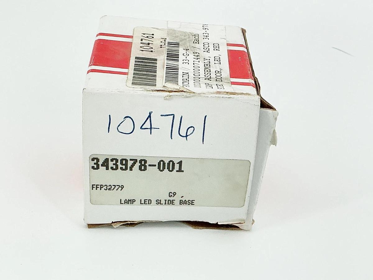 New Lot of 2 Asco 343978-001 Lamp LED Slide Base Red 104761