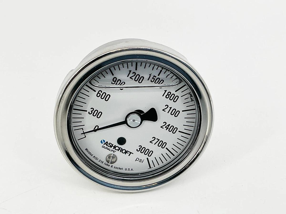 New Ashcroft 25-1009-SWL-02B-3000#-XUC Pressure Gauge 2-1/2" 3000PSI 316 Tube