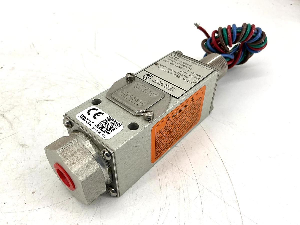 New Custom Control Sensors 6900GE16 Pressure Switch 4-Wire 12-150PSIG 120/250V