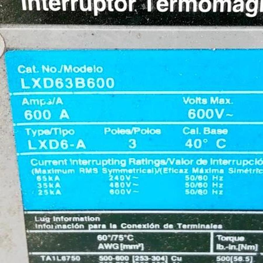 New Siemens LXD63B600 Circuit Breaker 600A 600V 3P Sentron Series