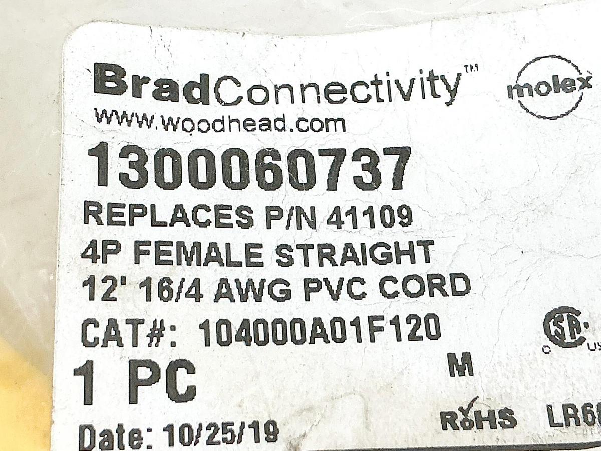 New Brad Connectivity 1300060737 Cordset 4P Female 104000A01F120 41109