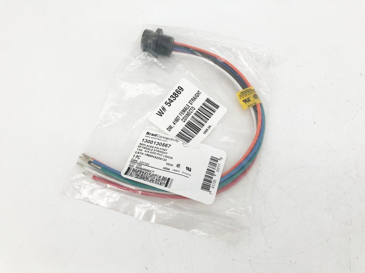 New Brad Connectivity 1300130567 Female Straight Receptacle 6P 12" #16 AWG