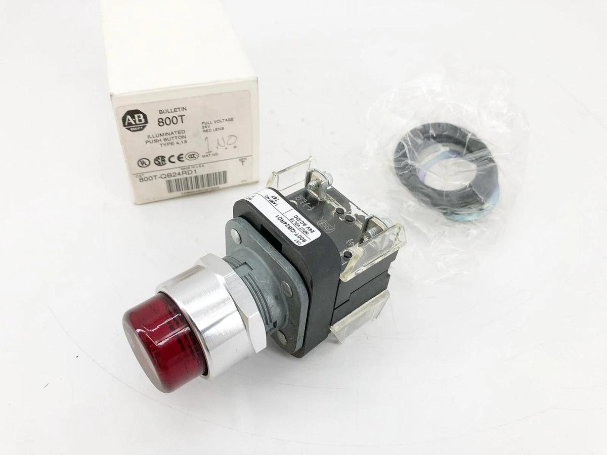 New Allen-Bradley 800T-QB24RD1 Ser. T Illuminated Pushbutton Red 24VAC/DC