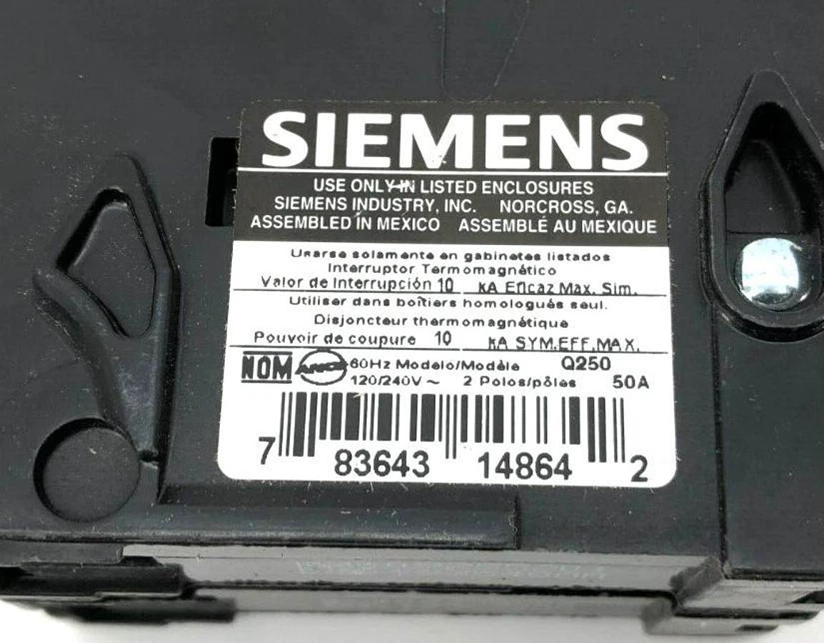 Lot of 2 New Siemens Q250 Circuit Breakers, 50 A, 2 Pole