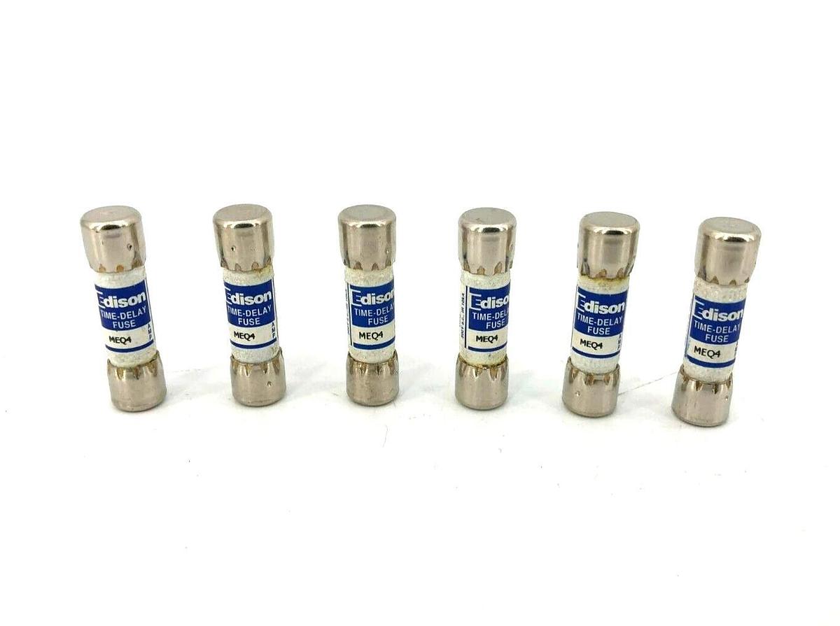 Lot of 6 New Edison MEQ4 Fuses, 4A, 500V