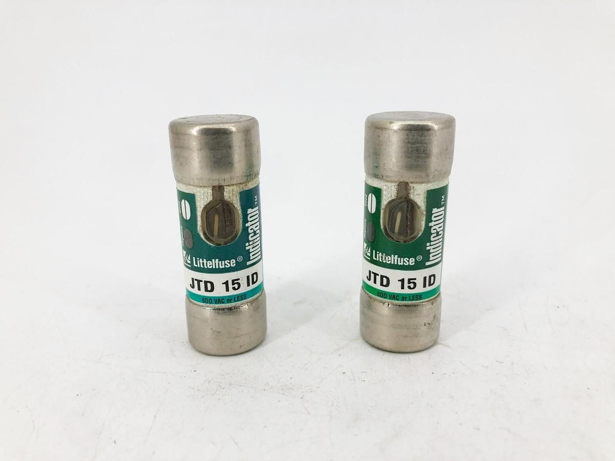 Lot of 2 New Littelfuse JTD 15 ID Time Delay Indicator Fuses 15A 600V Class J