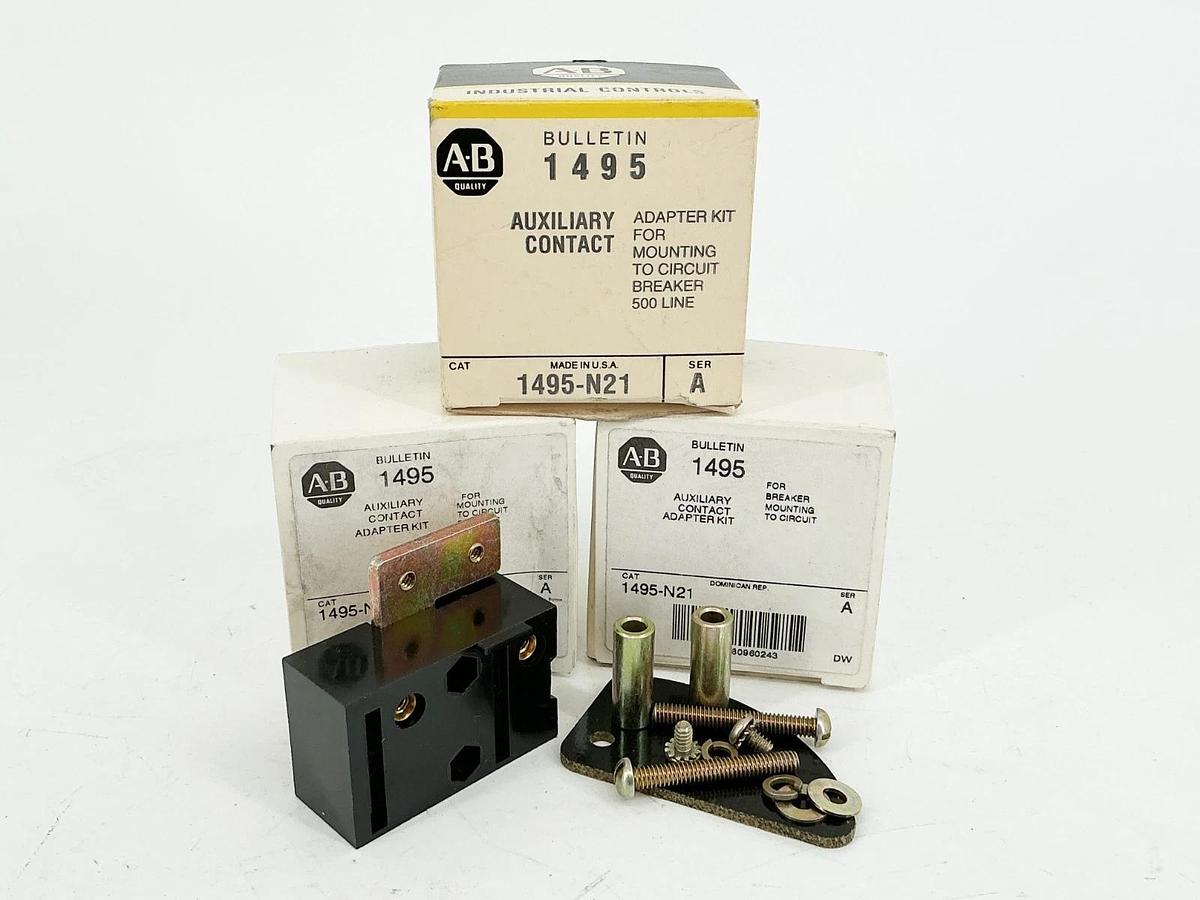 New Lot of 3 Allen Bradley 1495-N21 Auxiliary Contact Adapt Kit 500 Line Ser.A