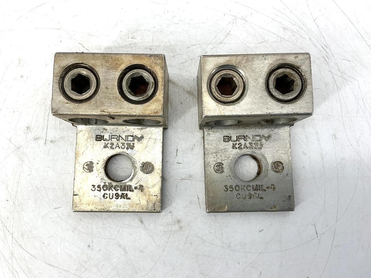 Used Lot of 2 Burndy K2A31U Universal Terminal Lug Connector 350KCMIL-4 CU9AL