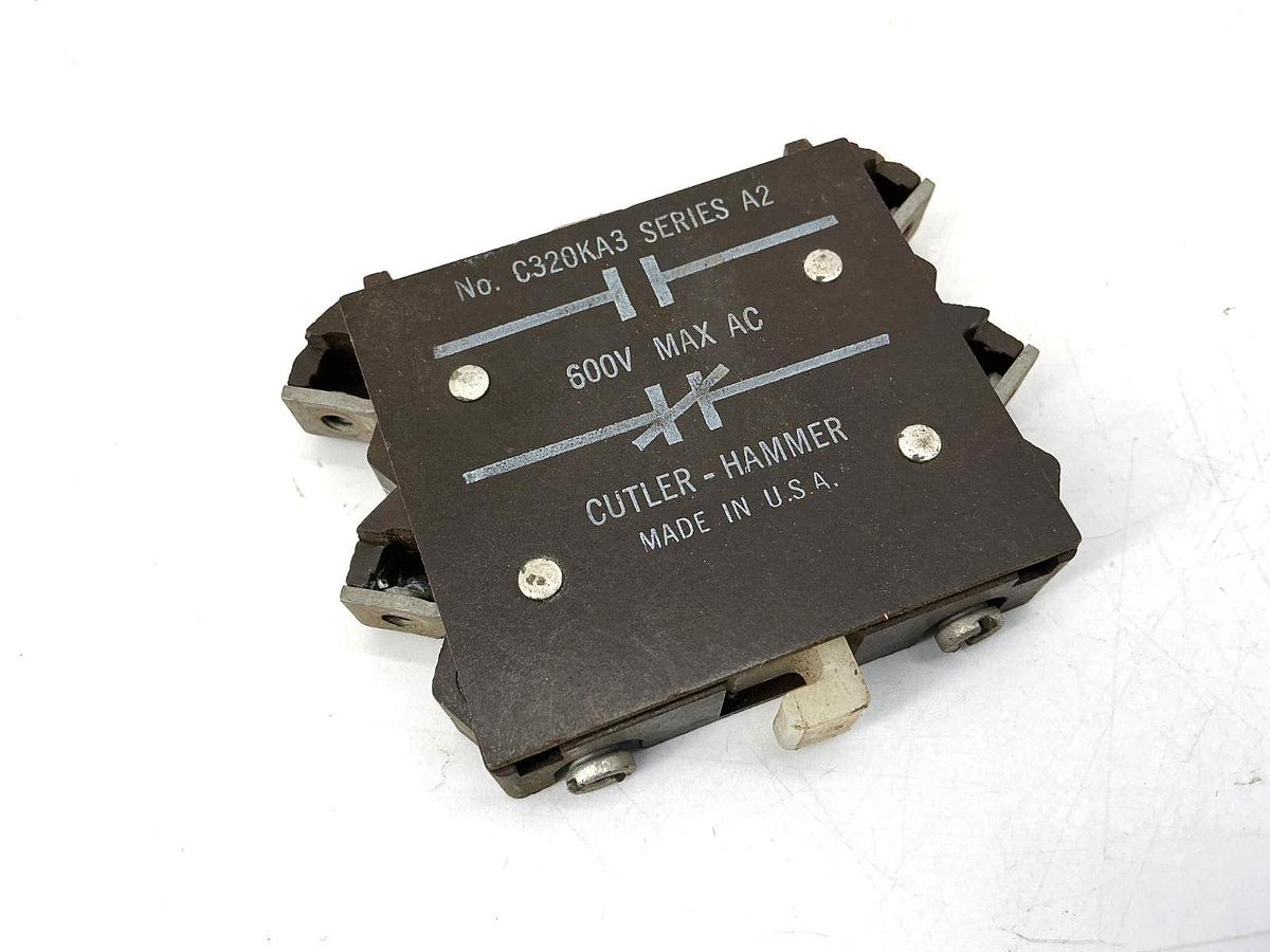 Used Lot of 3 Cutler-Hammer C320KA3 Ser A2 Base Auxiliary Contact 1NO/1NC 600VAC