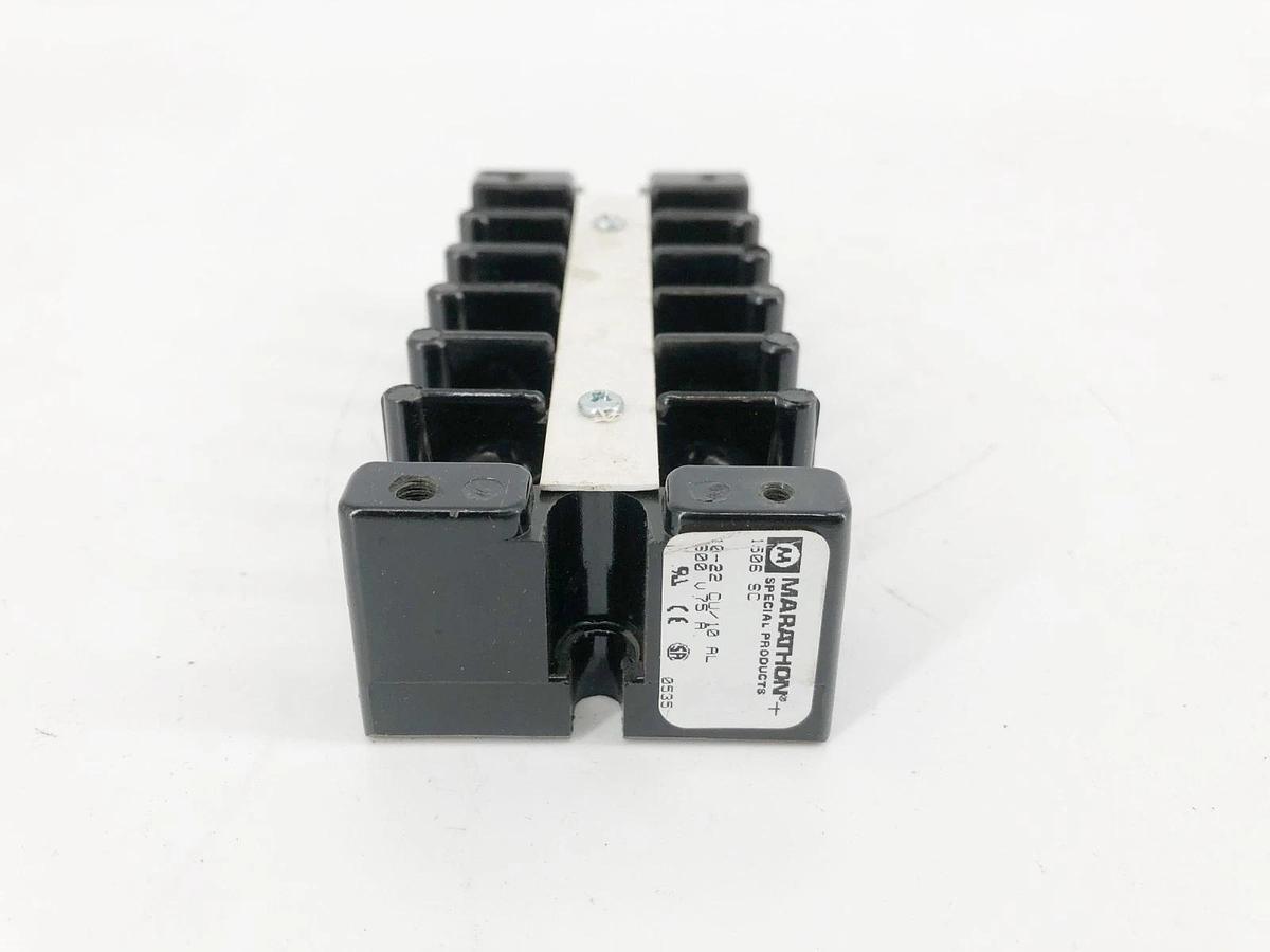 Used Marathon 1506 SC Terminal Block 6-Position 600VAC 75A 10-22 CU/10 AL