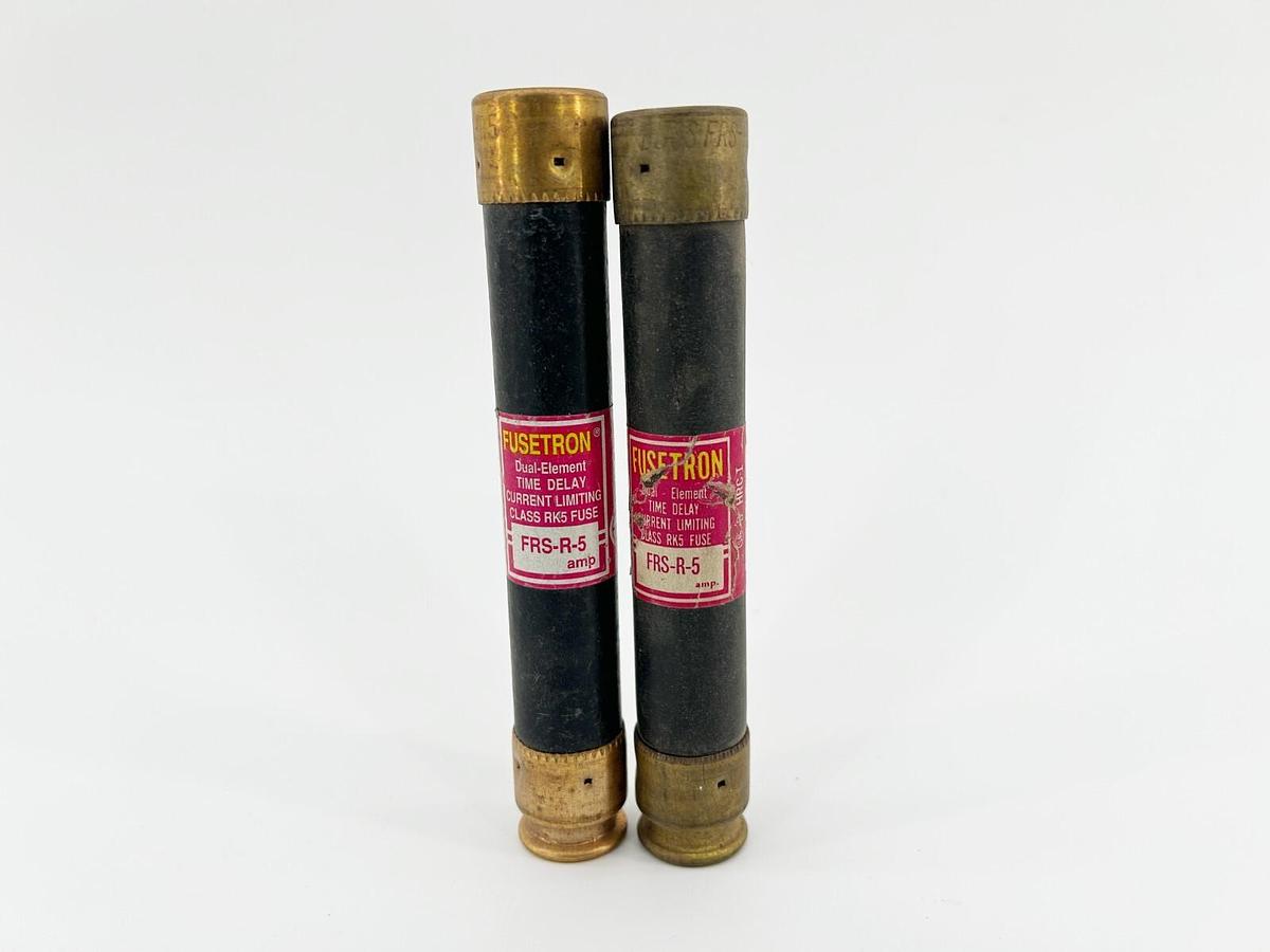 New Lot of 2 Bussmann FRS-R-5 Time Delay Fuse 5A 600V RK5 - No Box