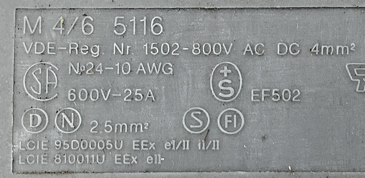 Used Lot of 30 ABB Entrelec M4/6-5116-GREY Terminal Block 10AWG 25A 600V M4/6-5116