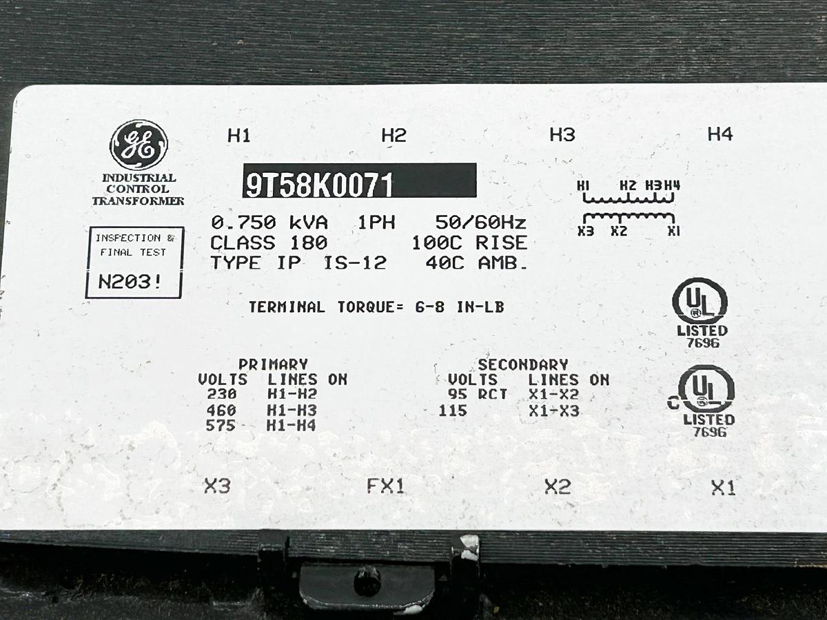New General Electric 9T58K0071 .75kVA Transformer 1PH 575V 50/60Hz