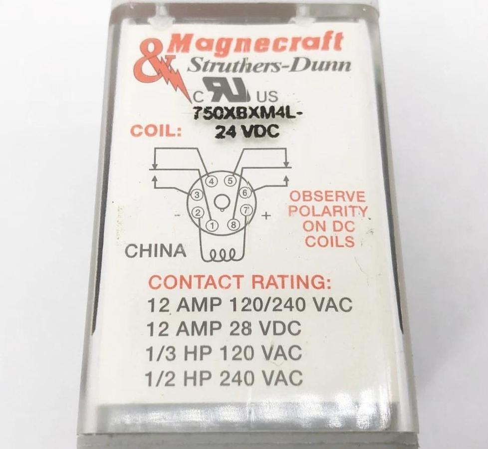 New Magnecraft 750XBXM4L-24VDC Relay 8-Pin 16A 24VDC - No Box
