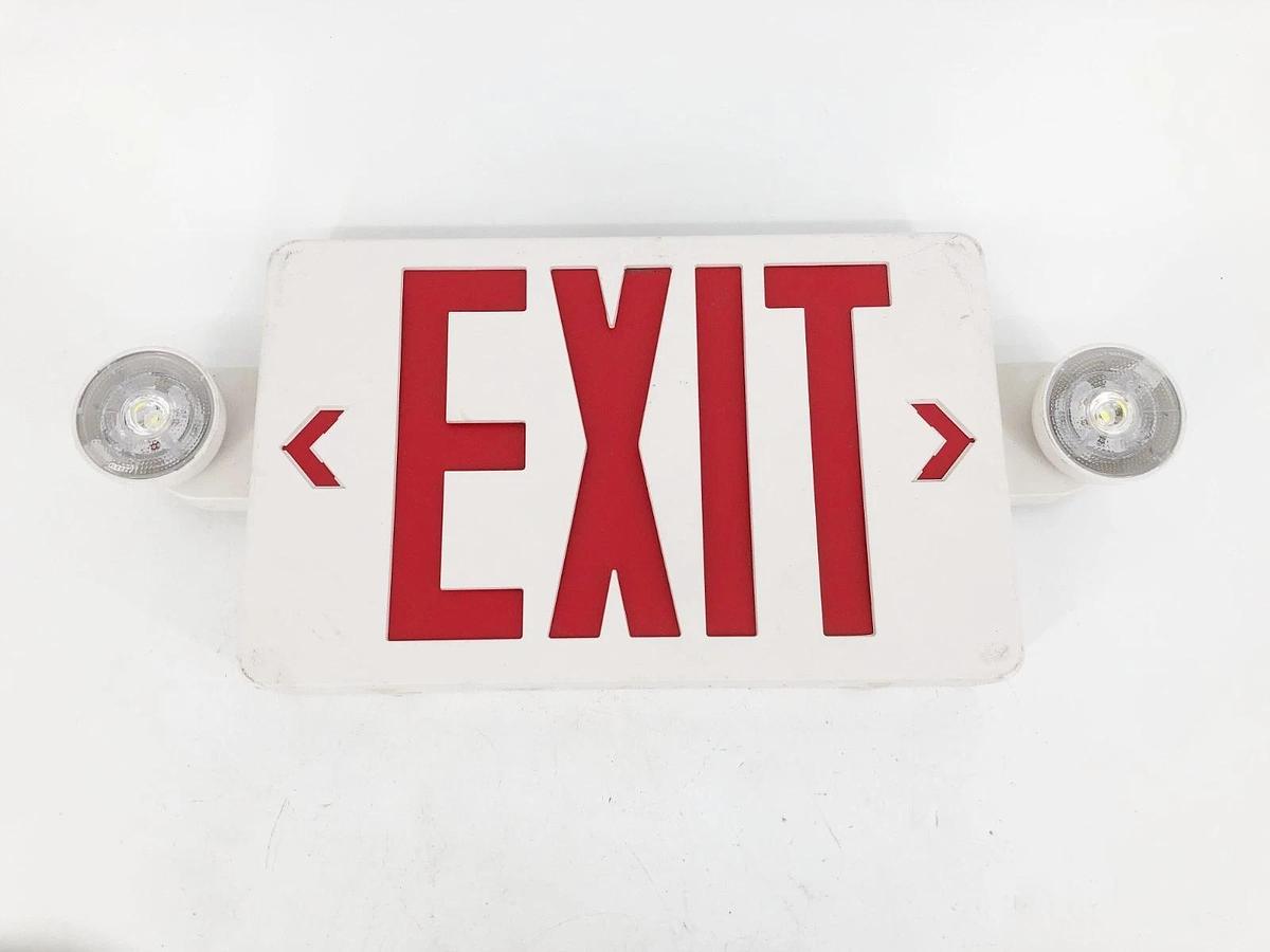 Used Lot of 3 Ledsion LS-ES007SR Combo LED Emergency Exit Signs Red 120V