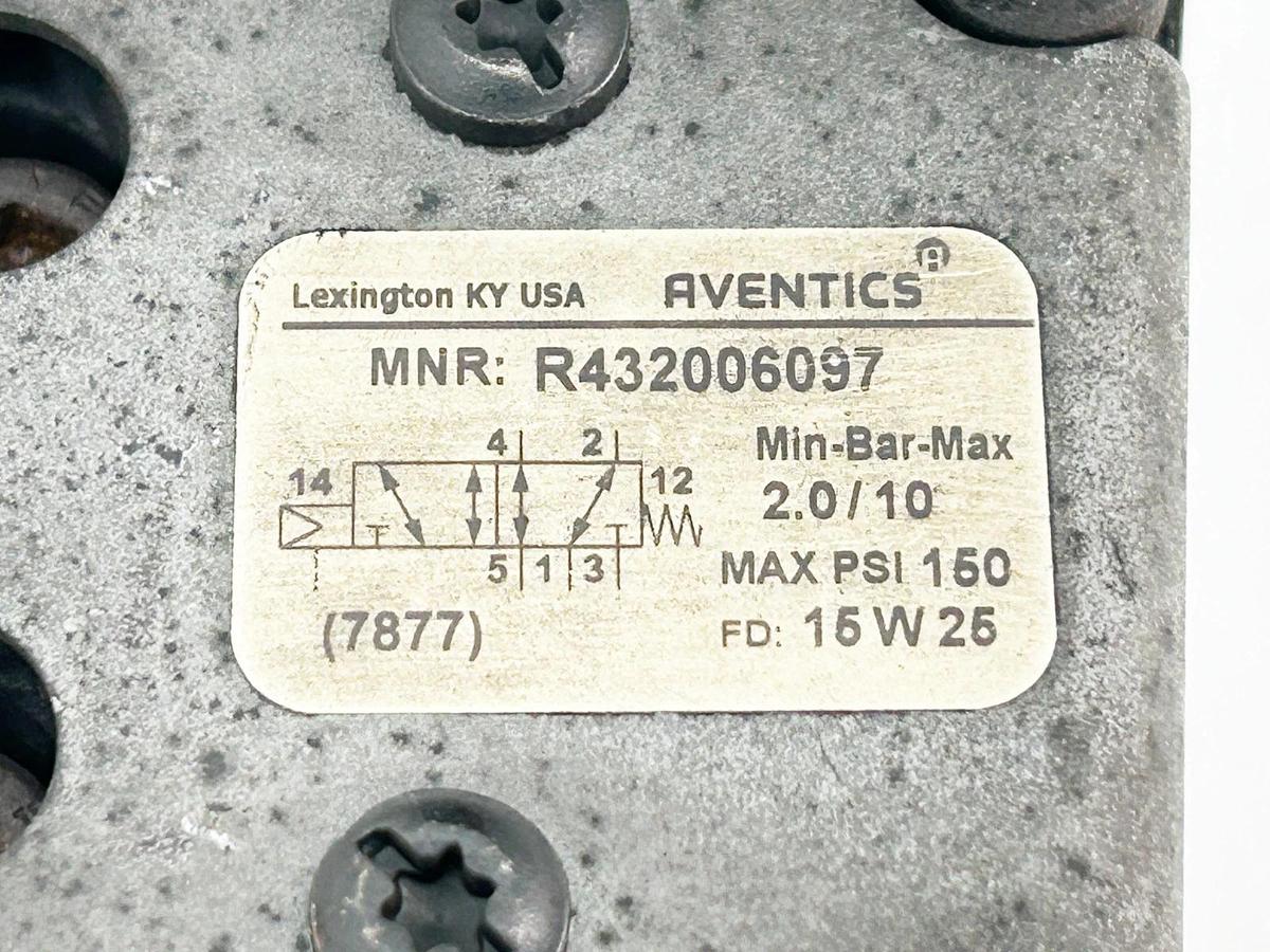 Used Rexroth R432006097 Solenoid Operated Control Valve 2 Position 145PSI 120V