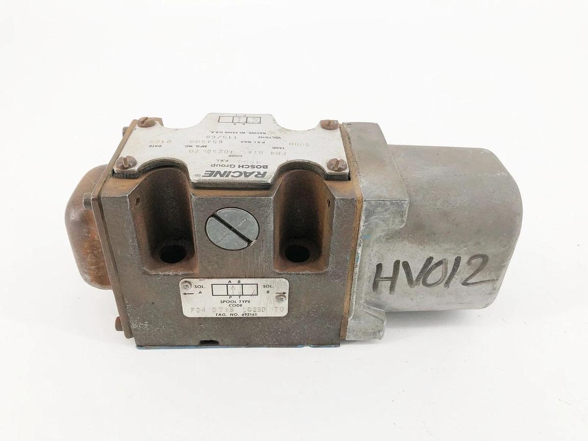 Used Racine FD4-DTKS-102S-70 Solenoid Valve 3000psi 115V/60Hz