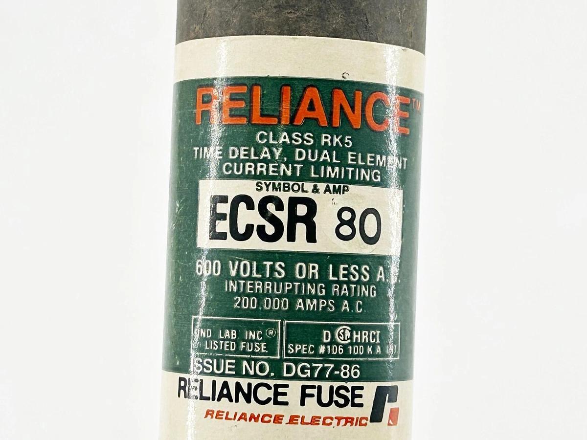 New Reliance ECSR-80 Time Delay Fuse 80A 600V Class RK5- No Box