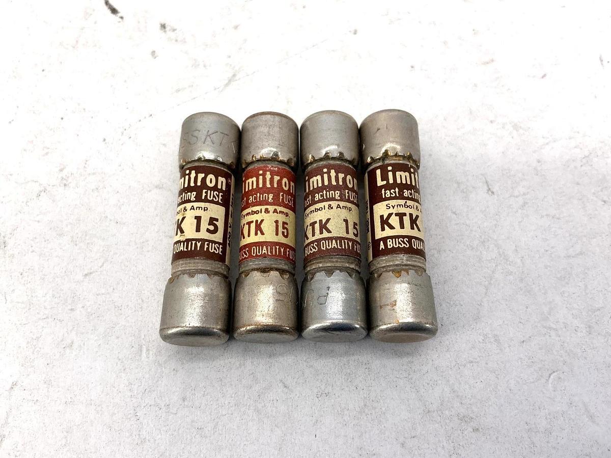 Lot of 4 New Bussmann KTK-15 Limitron Fast-Acting Fuse 15A 600V