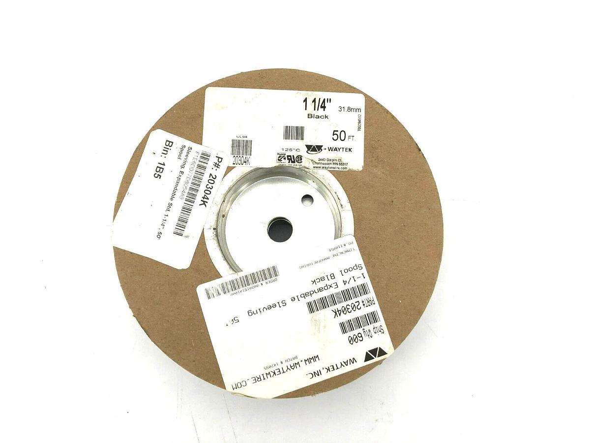 New Waytek 20304K Braided Insulation Sleeve 50FT., 31.8mm, 1/-1/4" Black