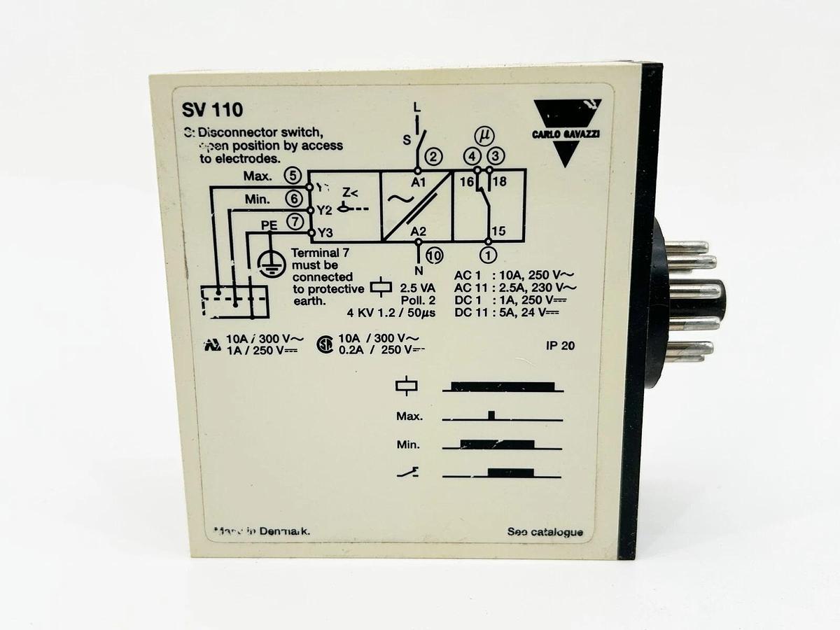 Used Carlo Gavazzi SV-110-115 Dual Level Relay 115V 50/60Hz 11Pin 25KOHM