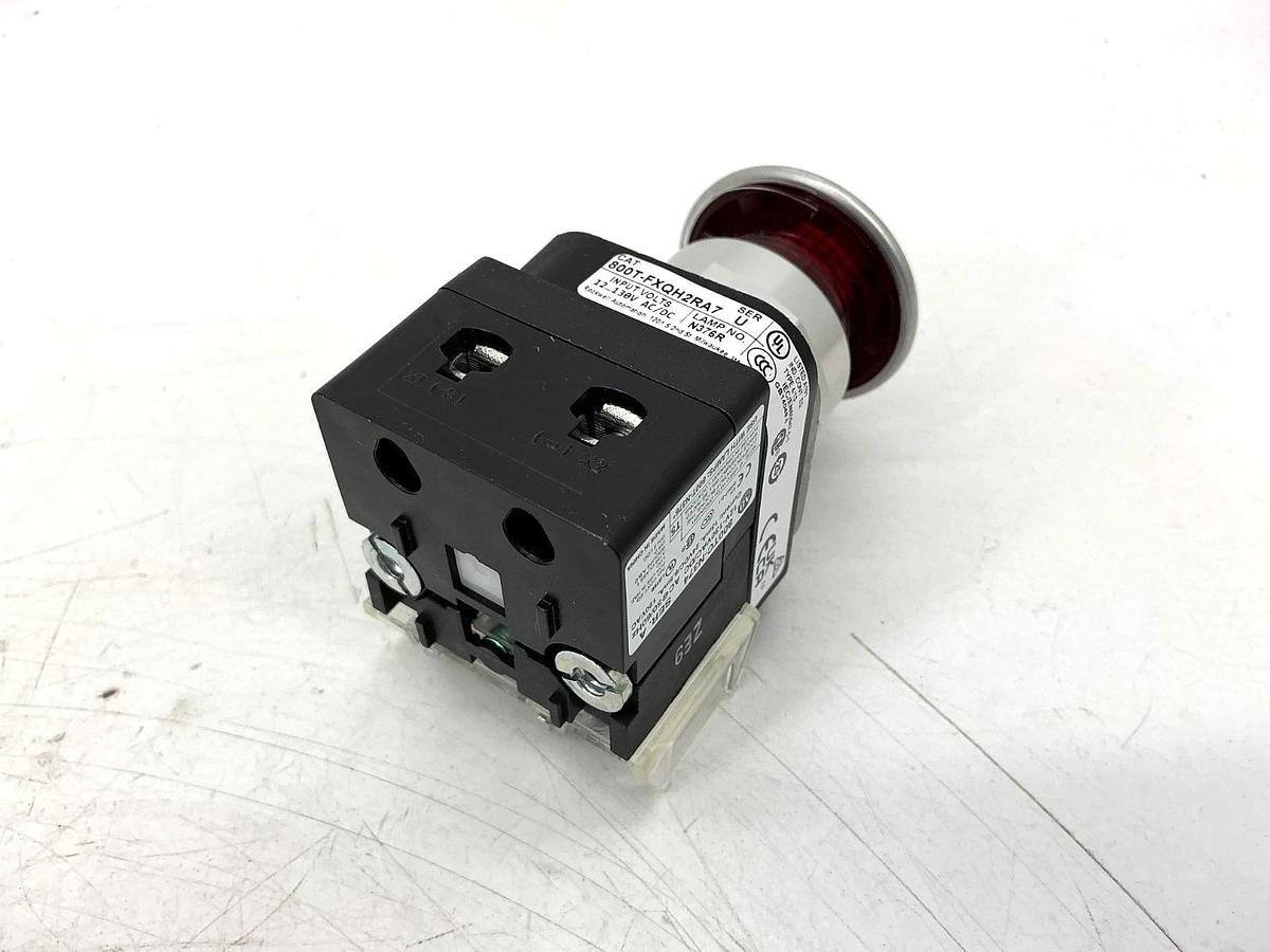 New Allen Bradley 800T-FXQH2RA7 Ser U Push-Pull Device 2Pos Red LED Lamp 12-130V