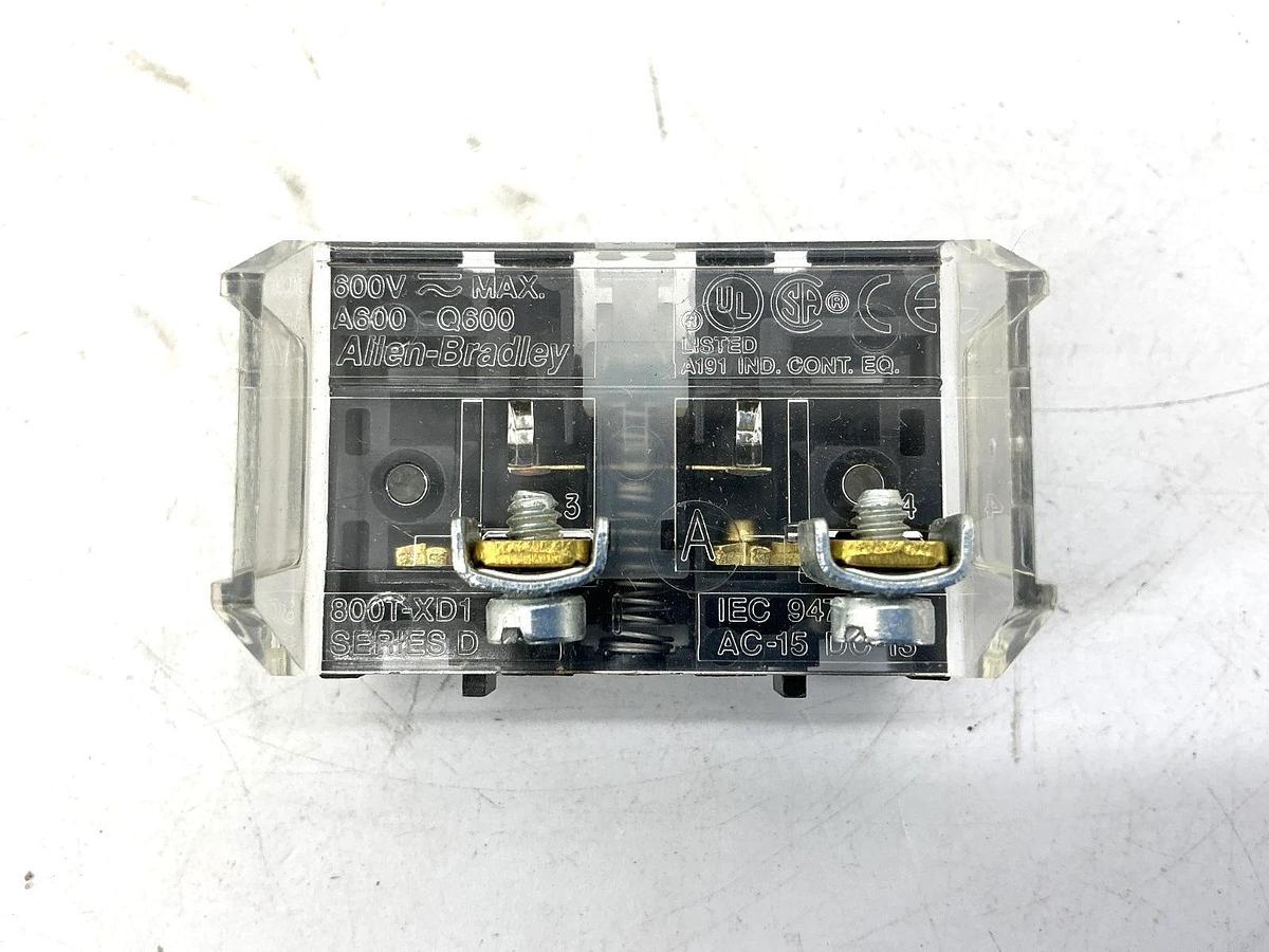 Used Lot of 3 Allen Bradley 800T-XD1 Ser D Shallow Contact Block 1-NO 10A 600V