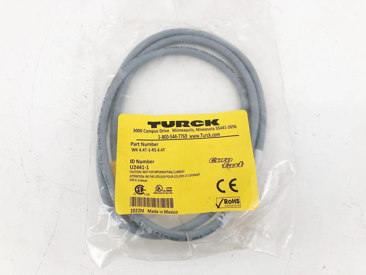 New Turck WK 4.4T-1-RS 4.4T Eurofast Molded Cordset U2441-1