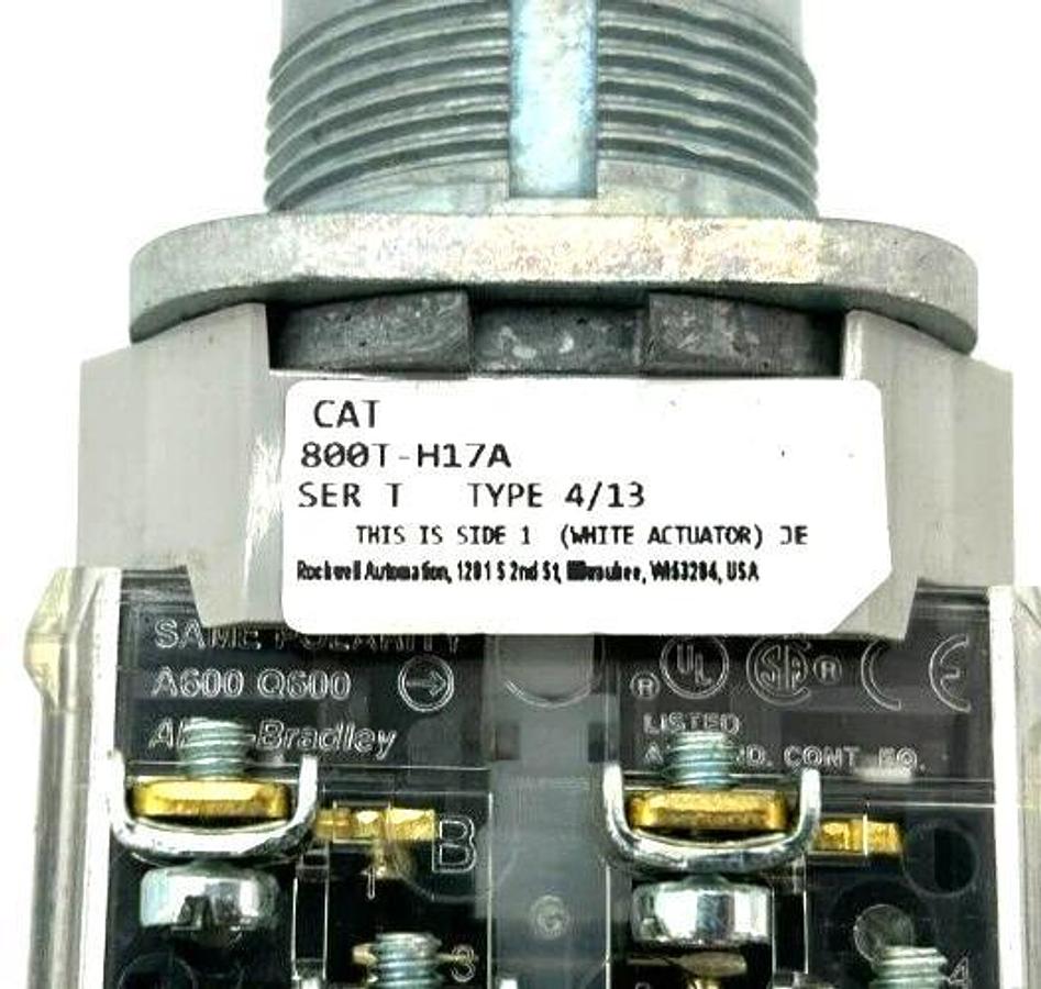 New Allen Bradley 800T-H17A Ser. T Selector Switch, 2 Position (Missing Lever)